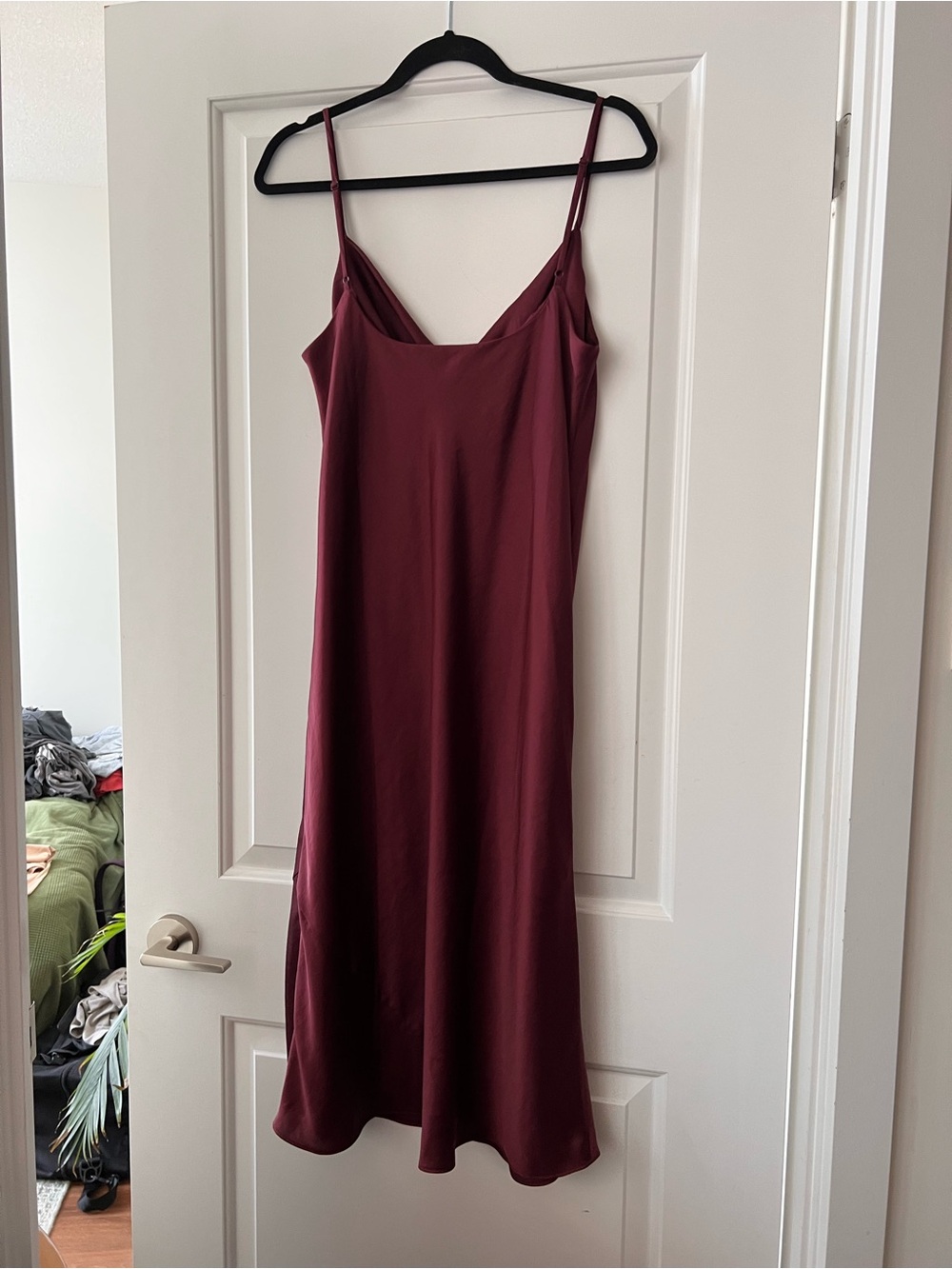 Only Satin Cowlneck Slip Dress in Deep Wine - size L (LIKE NEW) - Picture 2 of 10